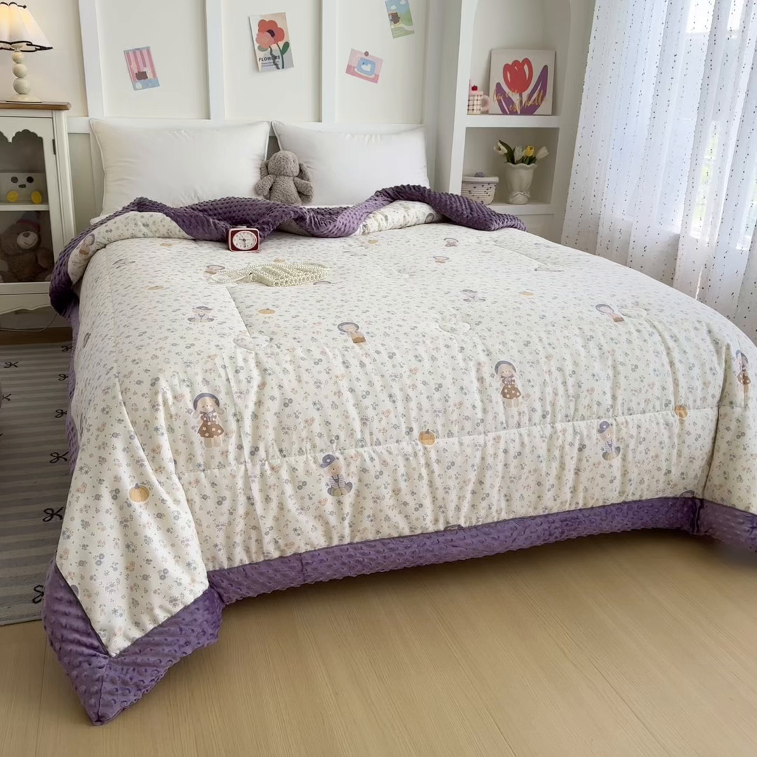 91家纺网 家纺一手货源 找家纺 宜梦家居 2025新款全棉纯棉豆豆被被子被芯 BT-碎花兔熊