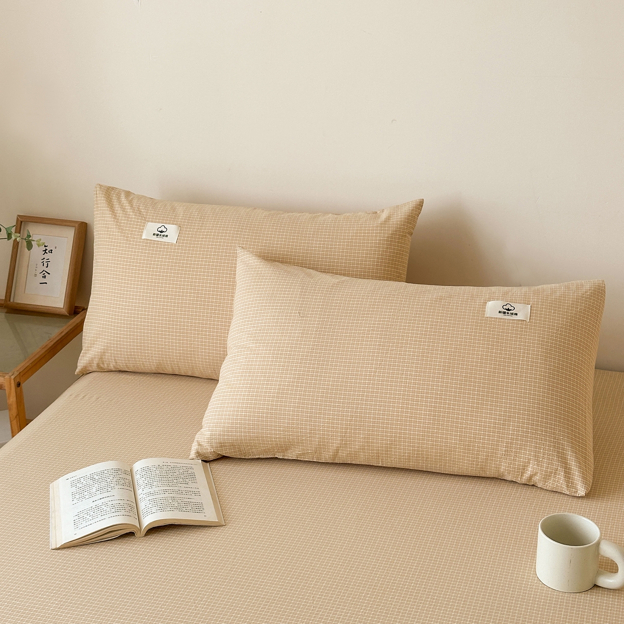 91家纺网 家纺一手货源 找家纺 笠裙家纺 2025新款A类色织全棉纯棉水洗棉床裙四件套 芝士黄