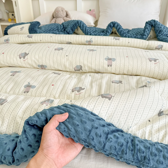 91家纺网 家纺一手货源 找家纺 宜梦家居 2025新款全棉纯棉豆豆被被子被芯 BT-跳跳象