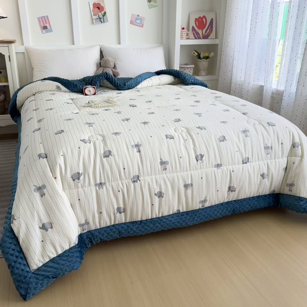 91家纺网 家纺一手货源 找家纺 宜梦家居 2025新款全棉纯棉豆豆被被子被芯 BT-跳跳象