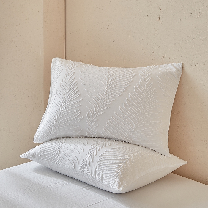 91家纺网 家纺一手货源 找家纺 缘生活  2025年新款剪花针叶四件套四季款（民宿首选） 剪花针叶-白色