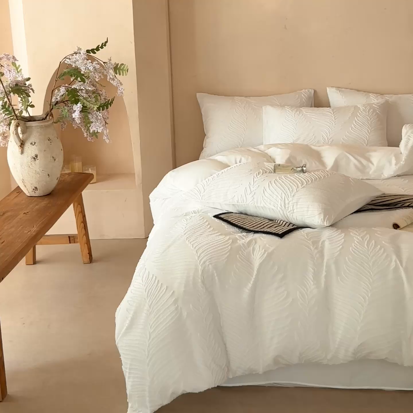 91家纺网 家纺一手货源 找家纺 （总）缘生活  2025年新款剪花针叶四件套四季款（民宿首选）