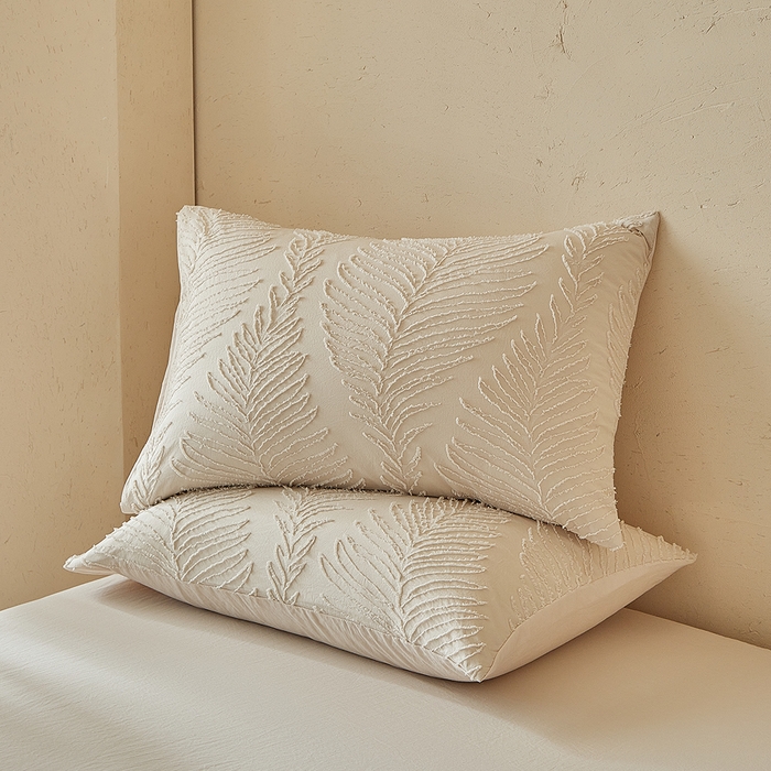 91家纺网 家纺一手货源 找家纺 缘生活  2025年新款剪花针叶四件套四季款（民宿首选） 剪花针叶-卡其