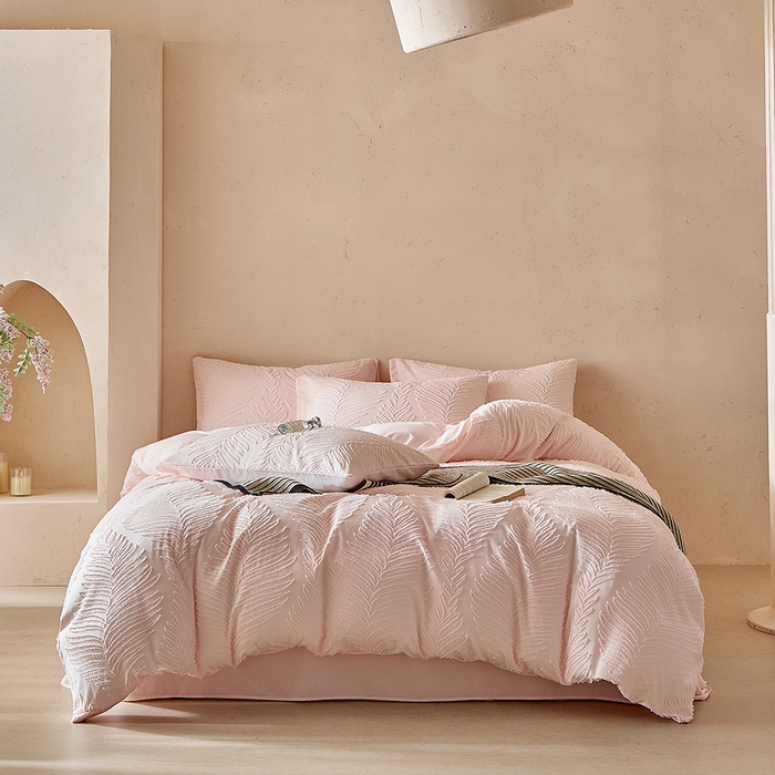 缘生活  2025年新款剪花针叶四件套四季款（民宿首选） 剪花针叶-浅粉