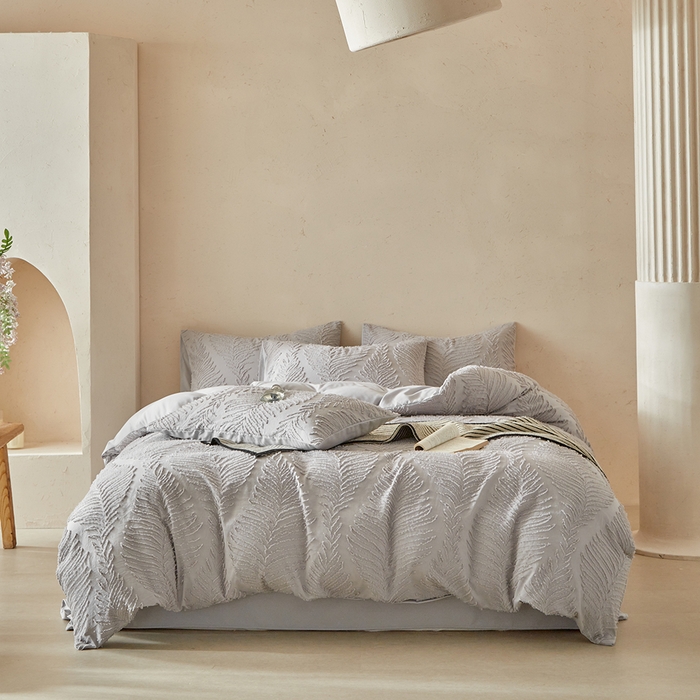 缘生活  2025年新款剪花针叶四件套四季款（民宿首选） 剪花针叶-浅灰