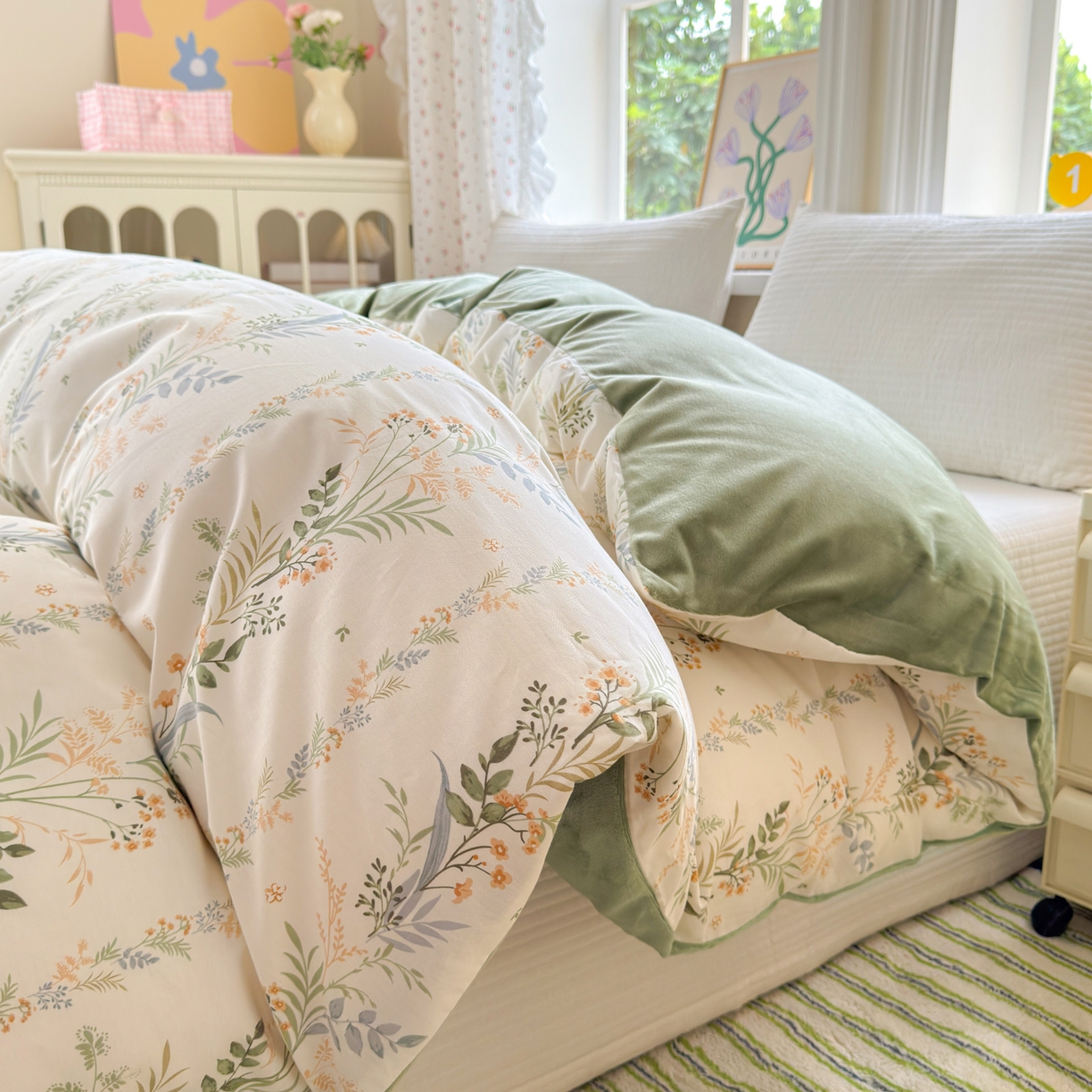 91家纺网 家纺一手货源 找家纺 （总）清雅福 2025新款秋冬新品全棉印花棉加绒单被套单品被套被套单件