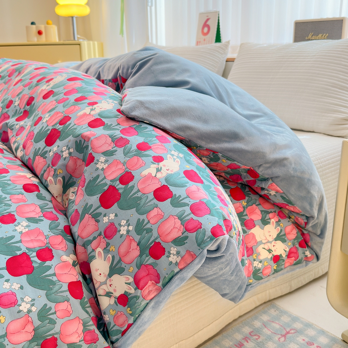 91家纺网 家纺一手货源 找家纺 （总）清雅福 2025新款秋冬新品全棉印花棉加绒单被套单品被套被套单件