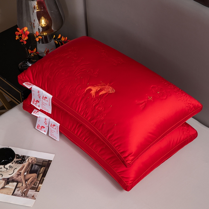 91家纺网 家纺一手货源 找家纺 （总）仁宇枕业 2025新款新品金玉良缘喜庆婚庆结婚单人双人舒适枕头枕芯