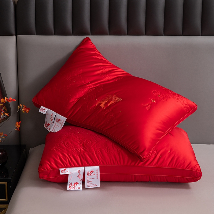 91家纺网 家纺一手货源 找家纺 （总）仁宇枕业 2025新款新品金玉良缘喜庆婚庆结婚单人双人舒适枕头枕芯