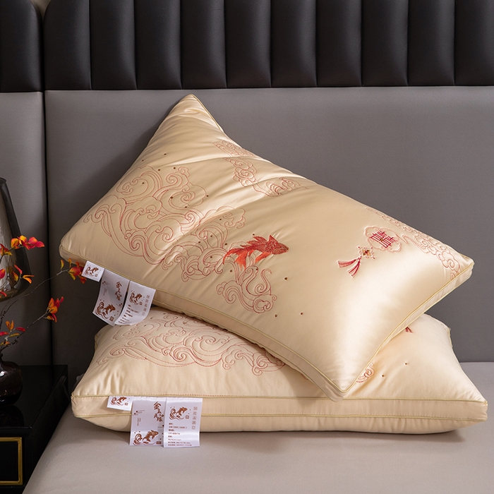 91家纺网 家纺一手货源 找家纺 （总）仁宇枕业 2025新款新品金玉良缘喜庆婚庆结婚单人双人舒适枕头枕芯