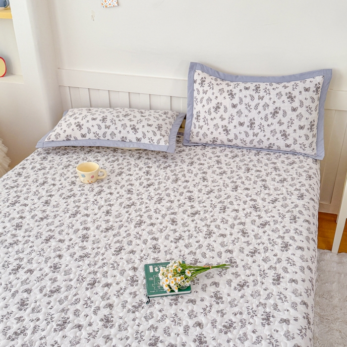 91家纺网 家纺一手货源 找家纺 999家纺 2025秋冬新款A类云感原麻双层纱床盖三件套四季通用炕盖夹棉床单床褥(提供买家秀) 浅画【简约款】