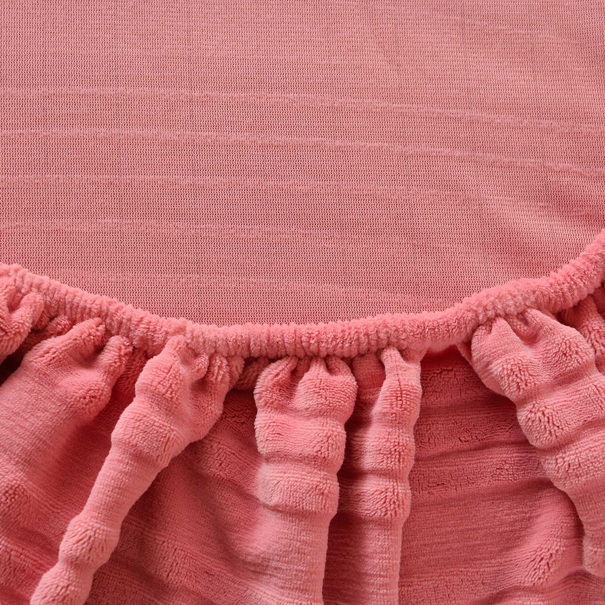 91家纺网 家纺一手货源 找家纺 推推家纺 2025新款雕花加厚牛奶绒床笠 条纹时代-豆沙