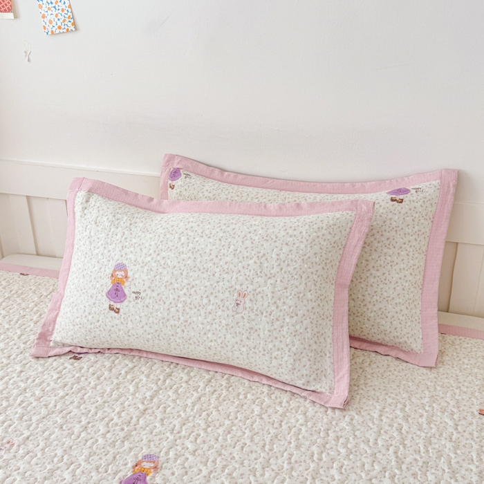 91家纺网 家纺一手货源 找家纺 999家纺 2025秋冬新款A类云感原麻双层纱床盖三件套四季通用炕盖夹棉床单床褥(提供买家秀) 寻梦粉【简约款】