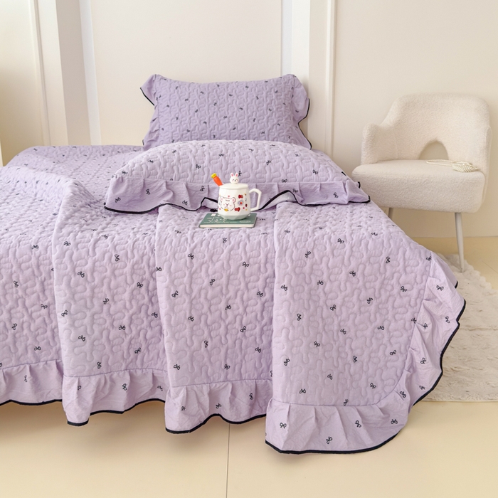 91家纺网 家纺一手货源 找家纺 999家纺 2025秋冬新款A类云感原麻双层纱床盖三件套四季通用炕盖夹棉床单床褥(提供买家秀) 蝴蝶梦【花边款】