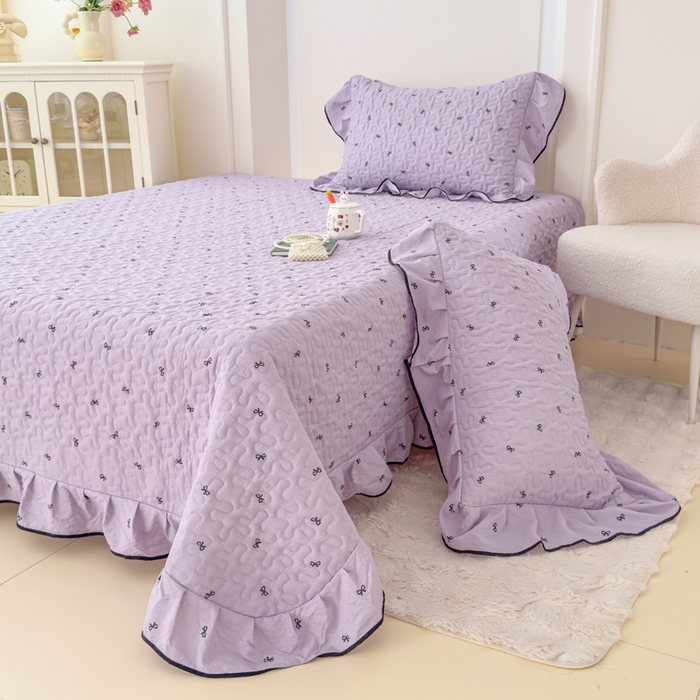 91家纺网 家纺一手货源 找家纺 999家纺 2025秋冬新款A类云感原麻双层纱床盖三件套四季通用炕盖夹棉床单床褥(提供买家秀) 蝴蝶梦【花边款】