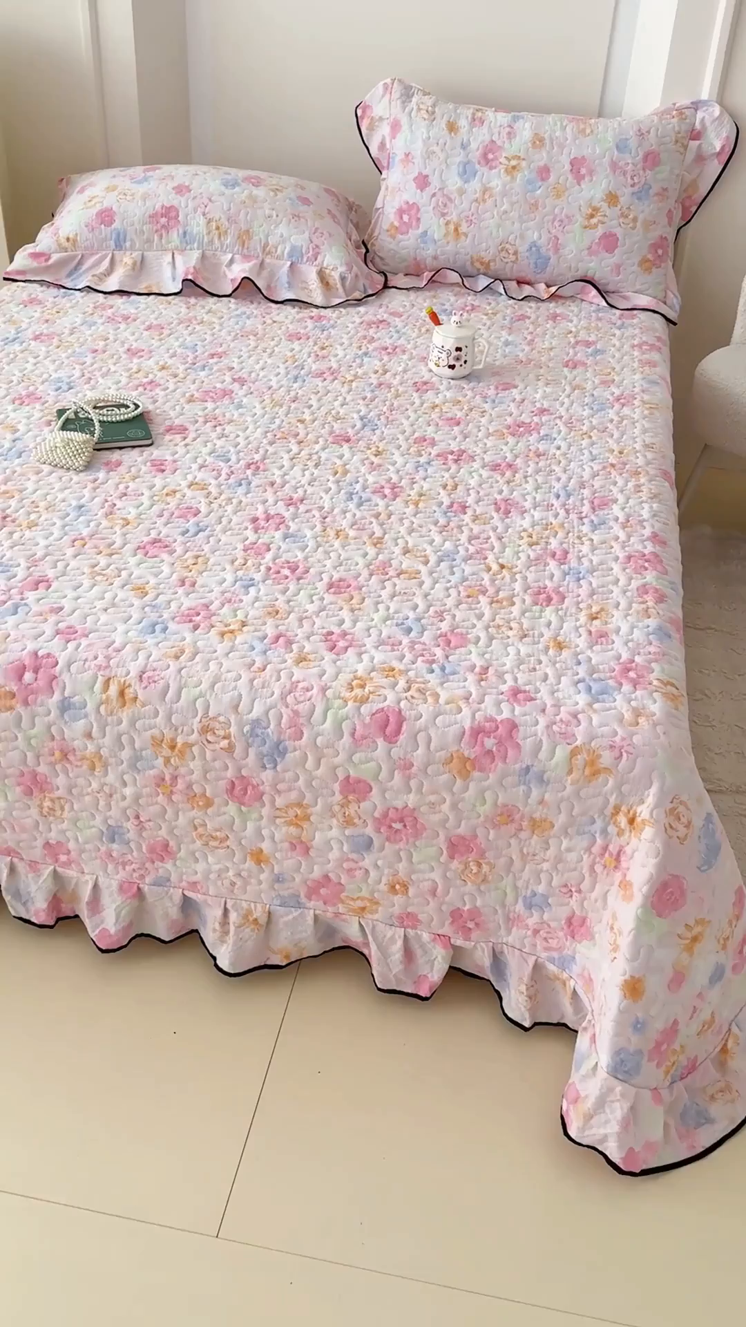 91家纺网 家纺一手货源 找家纺 999家纺 2025秋冬新款A类云感原麻双层纱床盖三件套四季通用炕盖夹棉床单床褥(提供买家秀) 木兮【花边款】