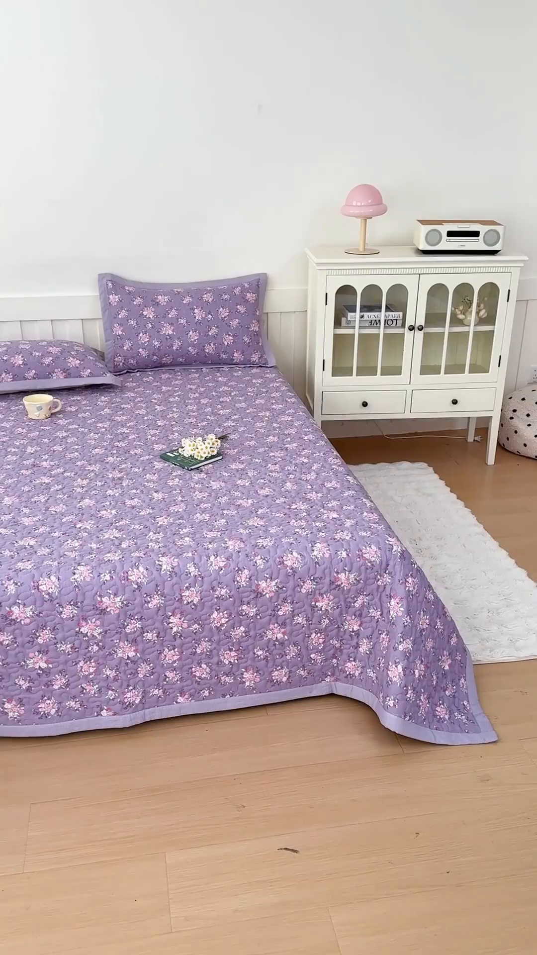 91家纺网 家纺一手货源 找家纺 999家纺 2025秋冬新款A类云感原麻双层纱床盖三件套四季通用炕盖夹棉床单床褥(提供买家秀) 紫韵【简约款】