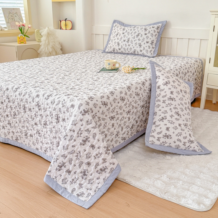 91家纺网 家纺一手货源 找家纺 999家纺 2025秋冬新款A类云感原麻双层纱床盖三件套四季通用炕盖夹棉床单床褥(提供买家秀) 浅画【简约款】