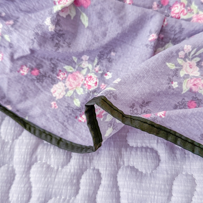 91家纺网 家纺一手货源 找家纺 999家纺 2025秋冬新款A类云感原麻双层纱床盖三件套四季通用炕盖夹棉床单床褥(提供买家秀) 紫韵【花边款】