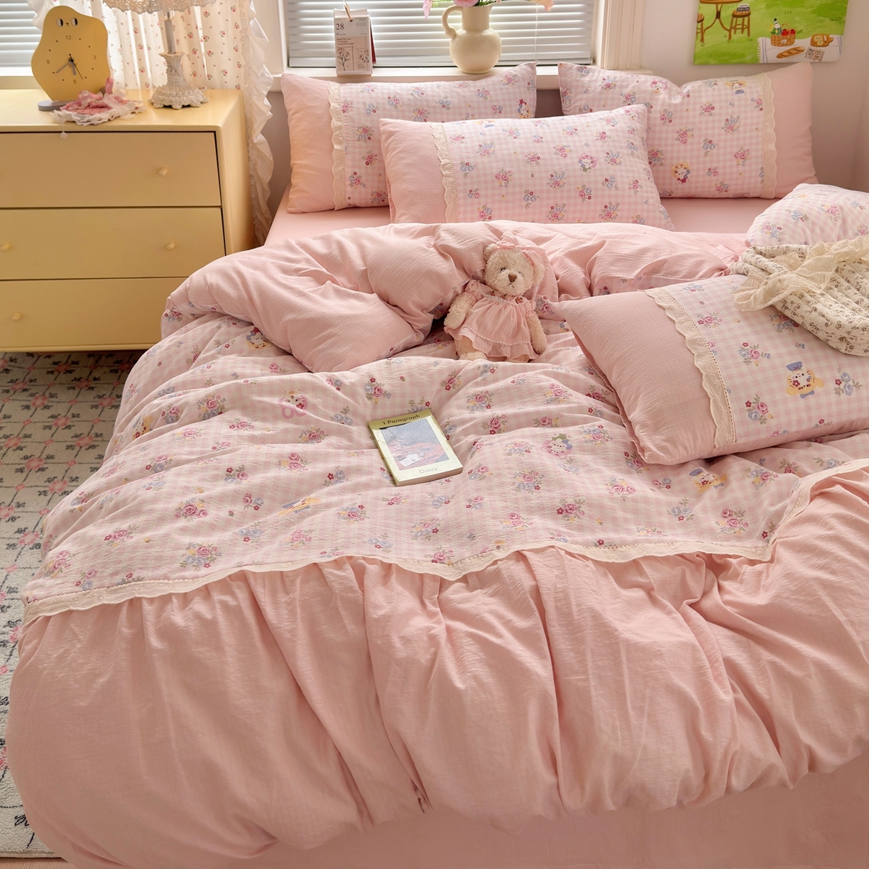 典雅家纺 2025新款A类超柔双层纱四件套花边工艺款四件套 欧若拉