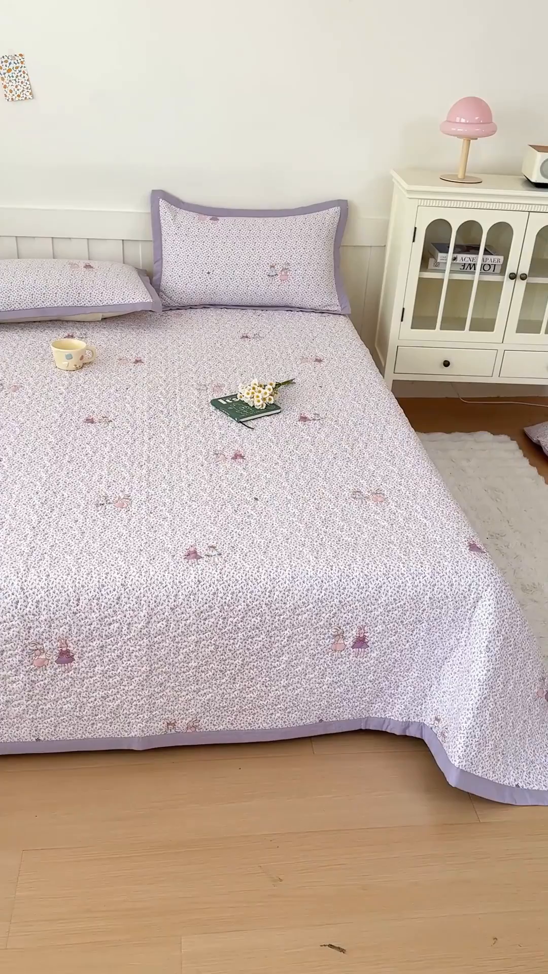 91家纺网 家纺一手货源 找家纺 999家纺 2025秋冬新款A类云感原麻双层纱床盖三件套四季通用炕盖夹棉床单床褥(提供买家秀) 寻梦紫【简约款】