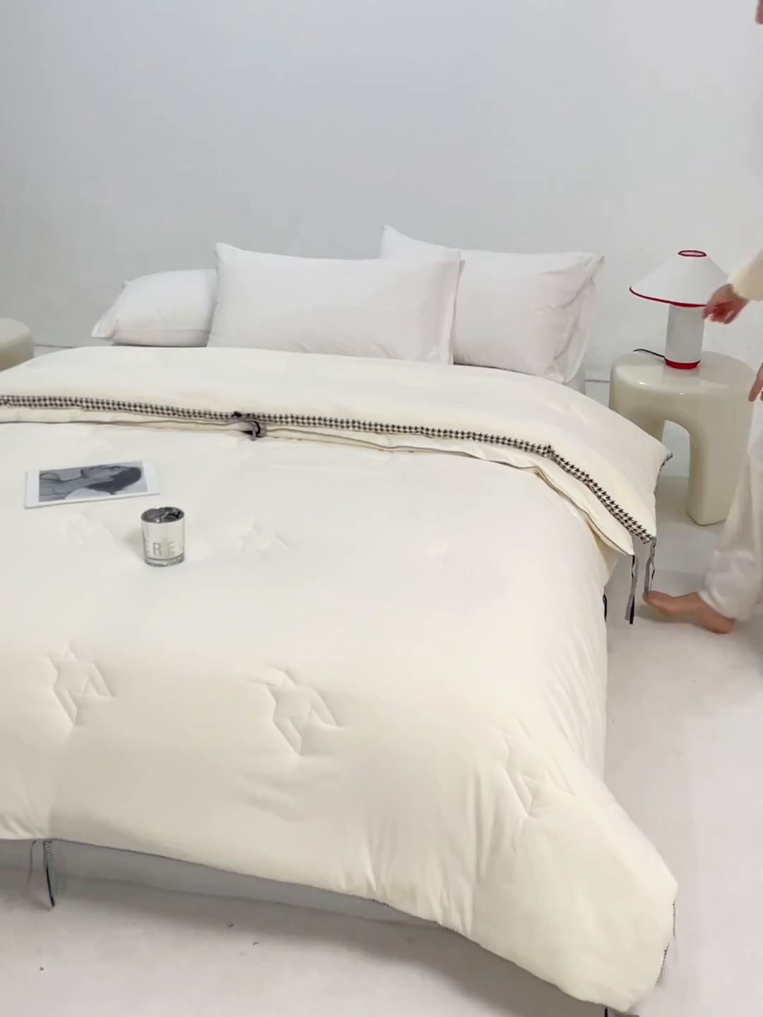 91家纺网 家纺一手货源 找家纺 （总）VIP被业 2025新款千鸟格大豆子母被二合一四季被被子被芯