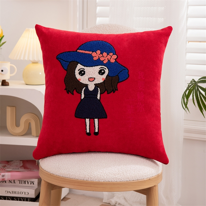 91家纺网 家纺一手货源 找家纺 （总）仁宇枕业 2025新款新品雪尼尔印花婚庆喜庆福喜新娘新郎抱枕靠枕靠垫腰枕头枕芯