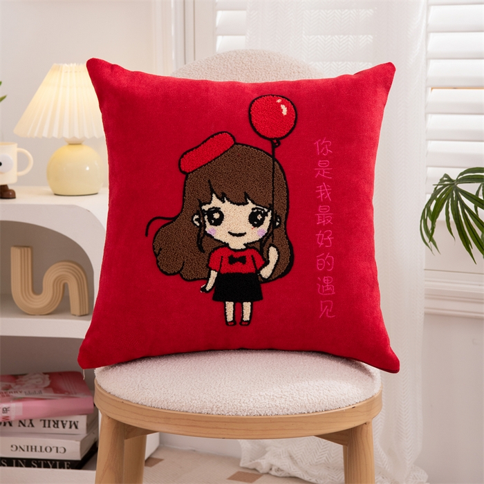 91家纺网 家纺一手货源 找家纺 （总）仁宇枕业 2025新款新品雪尼尔印花婚庆喜庆福喜新娘新郎抱枕靠枕靠垫腰枕头枕芯