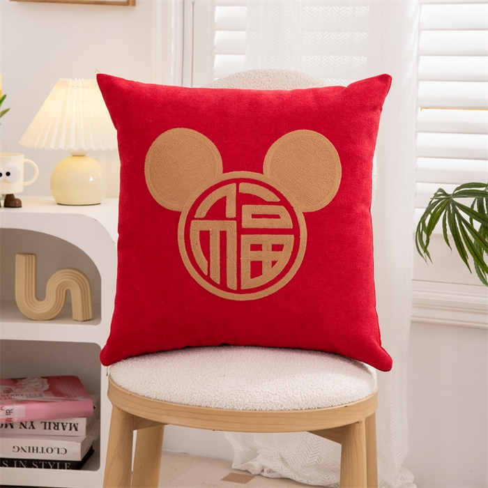 91家纺网 家纺一手货源 找家纺 （总）仁宇枕业 2025新款新品雪尼尔印花婚庆喜庆福喜新娘新郎抱枕靠枕靠垫腰枕头枕芯