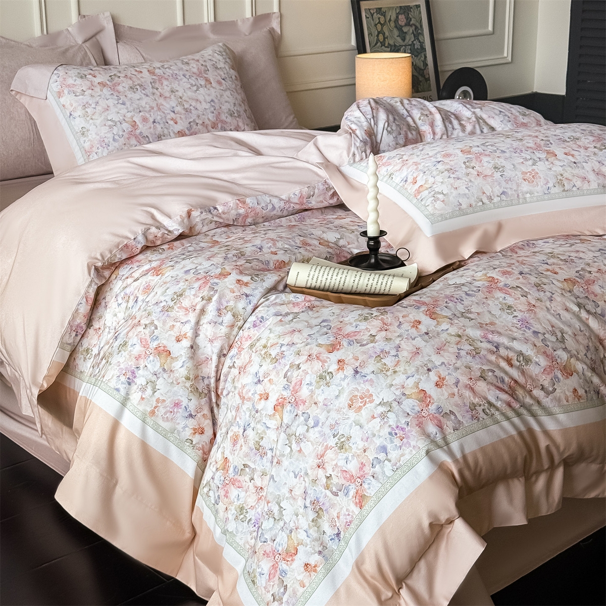 91家纺网 家纺一手货源 找家纺 朵希曼 2026新款全棉纯棉大版陶瓷磨毛四件套 爱丽舍