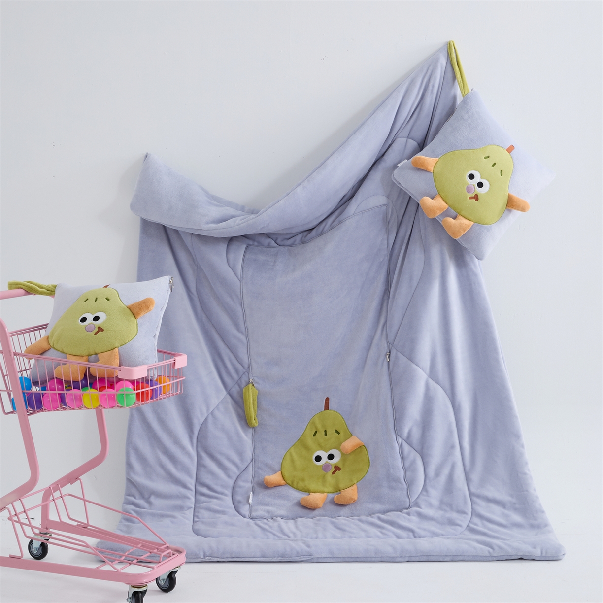 91家纺网 家纺一手货源 找家纺 照世家纺 2025新款牛奶绒抗菌棉pear款抱枕被 香芋紫