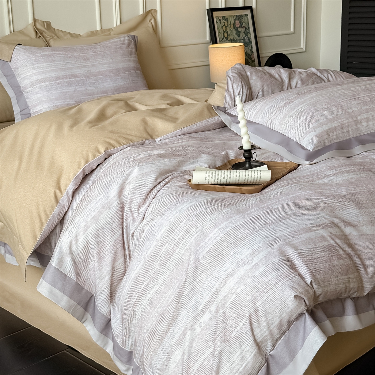 91家纺网 家纺一手货源 找家纺 朵希曼 2026新款全棉纯棉大版陶瓷磨毛四件套 奥里斯