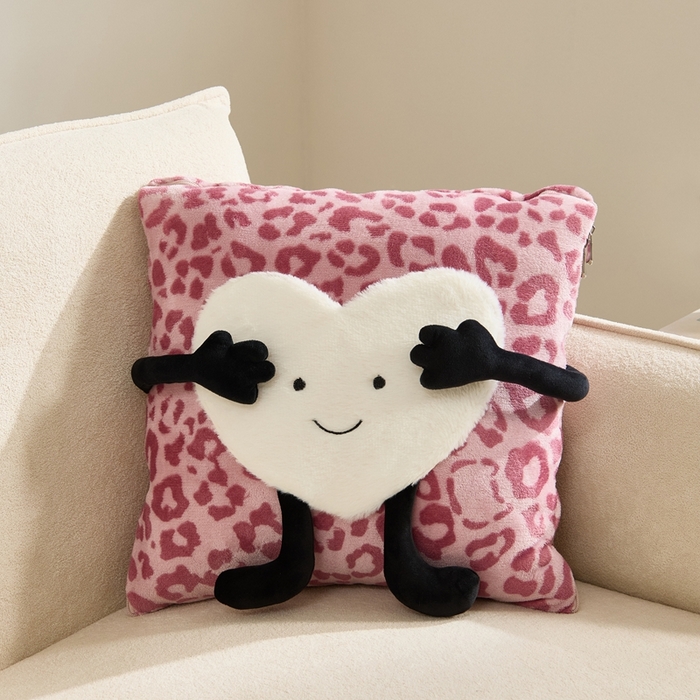 91家纺网 家纺一手货源 找家纺 多米家居 2025新款牛奶绒请开心抱枕被-Jellylove系列 Jellylove-豹豹粉