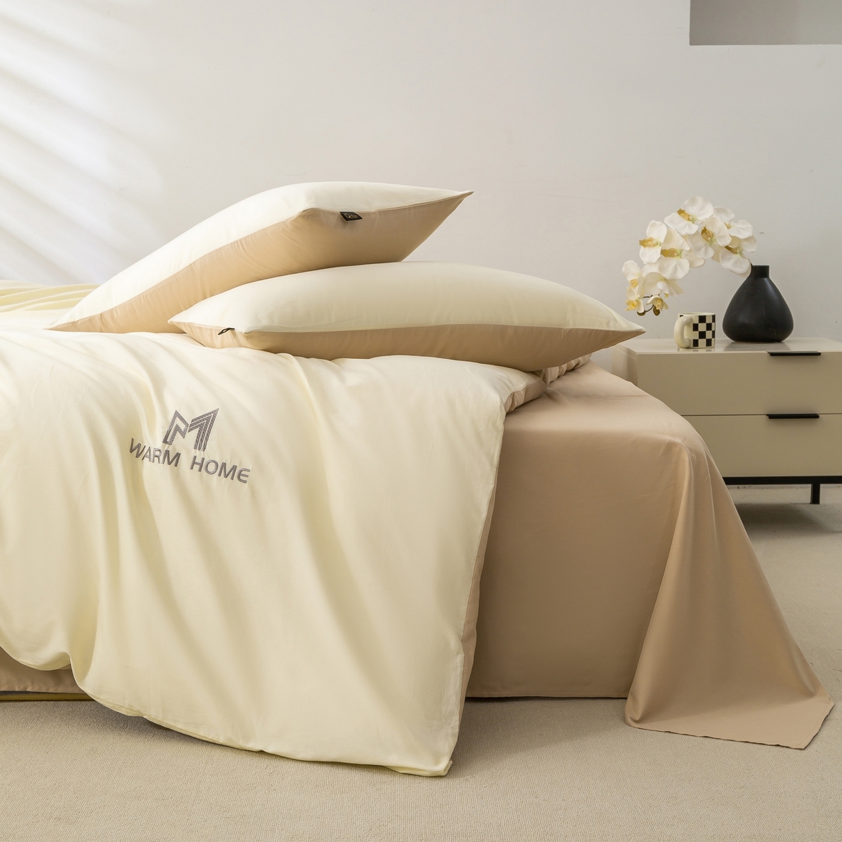 91家纺网 家纺一手货源 找家纺 （总）沃尔居 2025新款秋冬全棉加厚磨毛四件套纯棉床单被套床笠纯色三件套（提供买家秀）