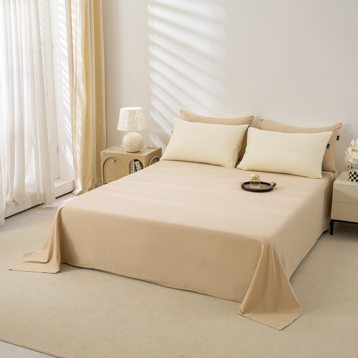 91家纺网 家纺一手货源 找家纺 （总）沃尔居 2025新款秋冬全棉加厚磨毛四件套纯棉床单被套床笠纯色三件套（提供买家秀）