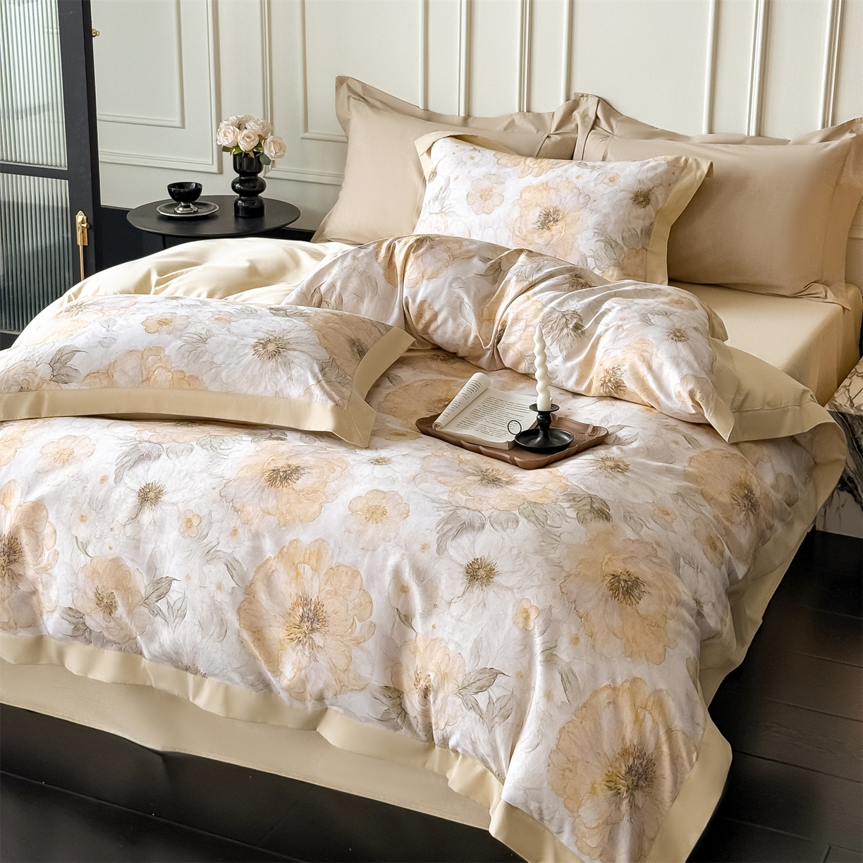 91家纺网 家纺一手货源 找家纺 朵希曼 2026新款全棉纯棉大版陶瓷磨毛四件套 豆蔻年华