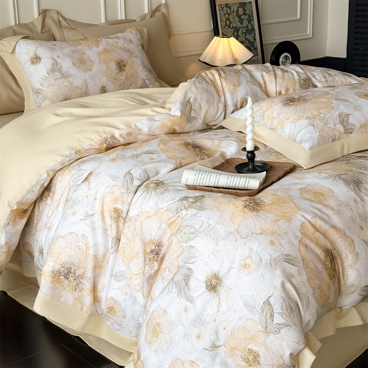 91家纺网 家纺一手货源 找家纺 朵希曼 2026新款全棉纯棉大版陶瓷磨毛四件套 豆蔻年华