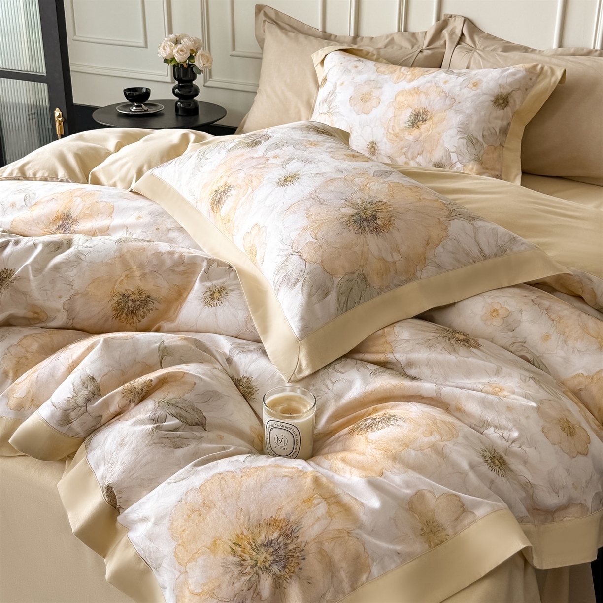 91家纺网 家纺一手货源 找家纺 朵希曼 2026新款全棉纯棉大版陶瓷磨毛四件套 豆蔻年华