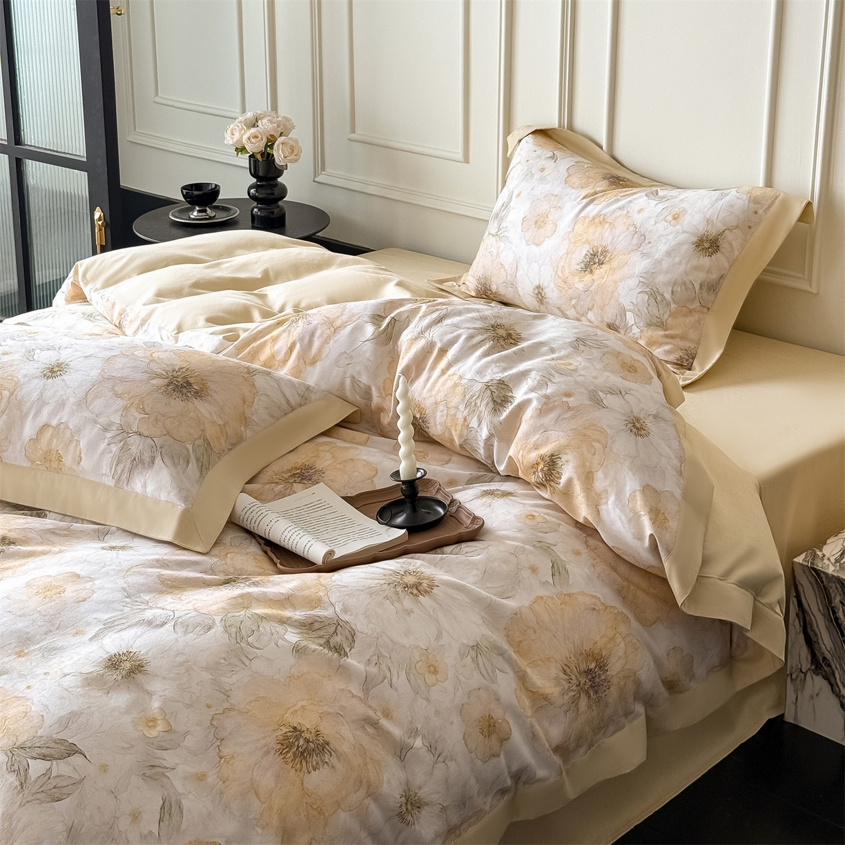 91家纺网 家纺一手货源 找家纺 朵希曼 2026新款全棉纯棉大版陶瓷磨毛四件套 豆蔻年华