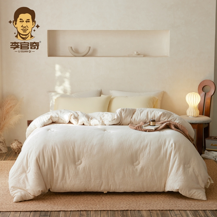 91家纺网 家纺一手货源 找家纺 （总）纪梵茜 2025提花李官奇大豆纤维被 A类棉麻大豆被子亚麻大豆被芯全棉加厚冬被