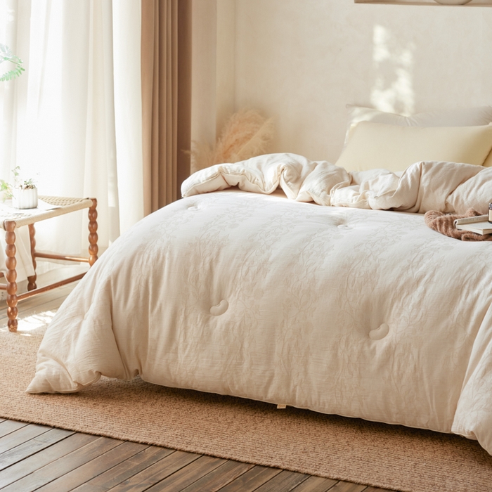 91家纺网 家纺一手货源 找家纺 （总）纪梵茜 2025提花李官奇大豆纤维被 A类棉麻大豆被子亚麻大豆被芯全棉加厚冬被