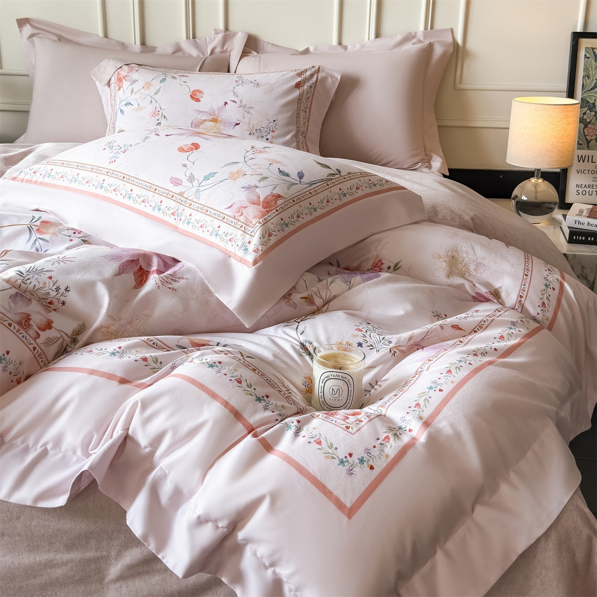 朵希曼 2026新款全棉纯棉大版陶瓷磨毛四件套 花篱海