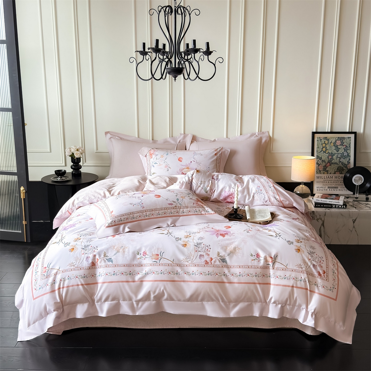 91家纺网 家纺一手货源 找家纺 朵希曼 2026新款全棉纯棉大版陶瓷磨毛四件套 花篱海