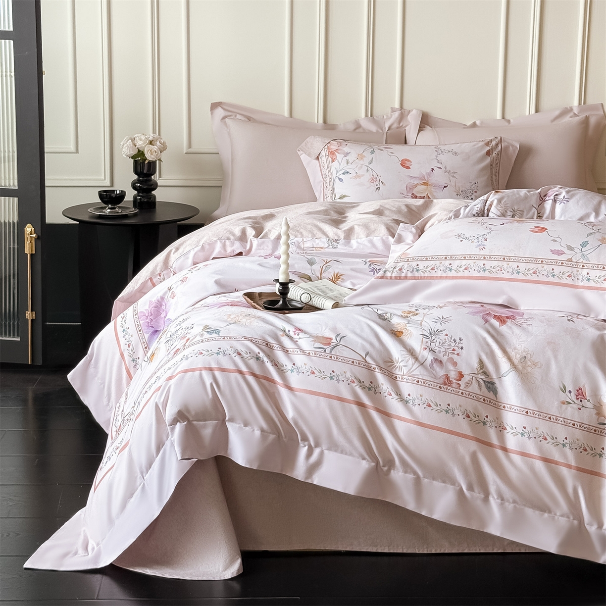 91家纺网 家纺一手货源 找家纺 朵希曼 2026新款全棉纯棉大版陶瓷磨毛四件套 花篱海