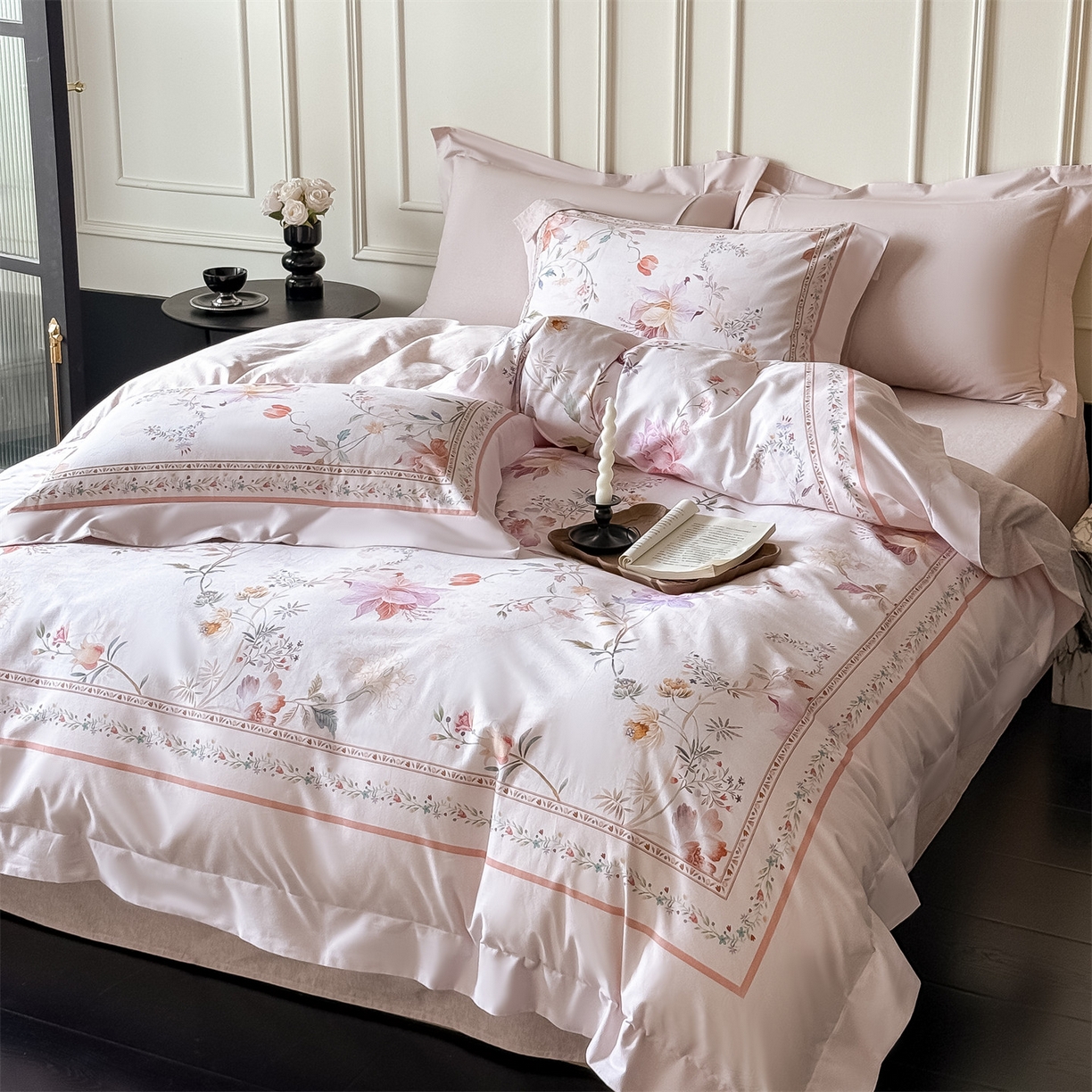 91家纺网 家纺一手货源 找家纺 朵希曼 2026新款全棉纯棉大版陶瓷磨毛四件套 花篱海