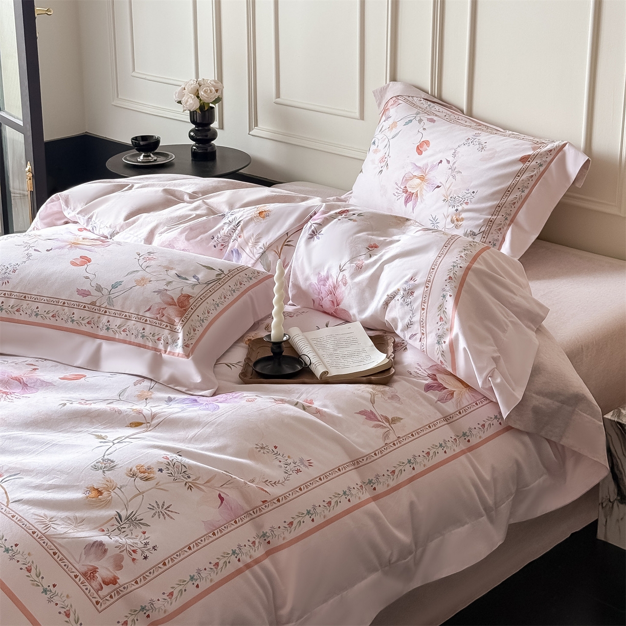 91家纺网 家纺一手货源 找家纺 朵希曼 2026新款全棉纯棉大版陶瓷磨毛四件套 花篱海