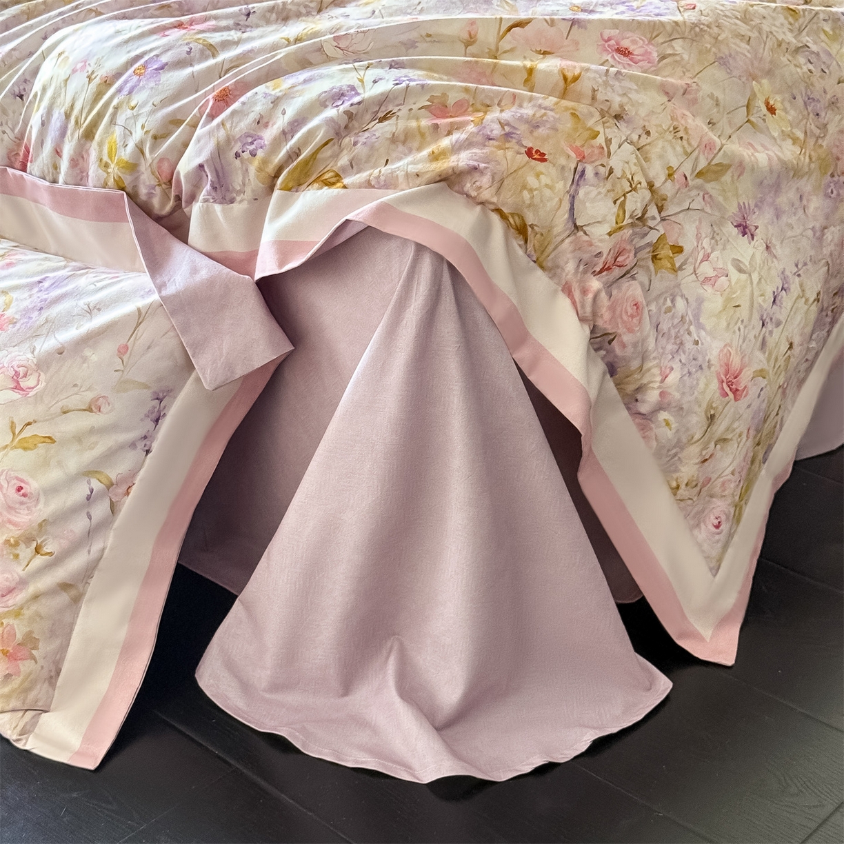 91家纺网 家纺一手货源 找家纺 朵希曼 2026新款全棉纯棉大版陶瓷磨毛四件套 兰亭幽香-粉玉