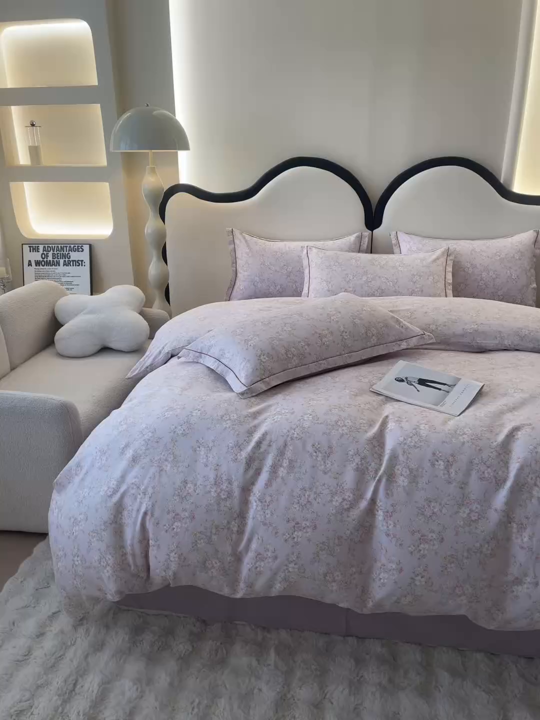 91家纺网 家纺一手货源 找家纺 首爱家纺 2025新款小清新全棉纯棉人字纹工艺款四件套 初晴花语