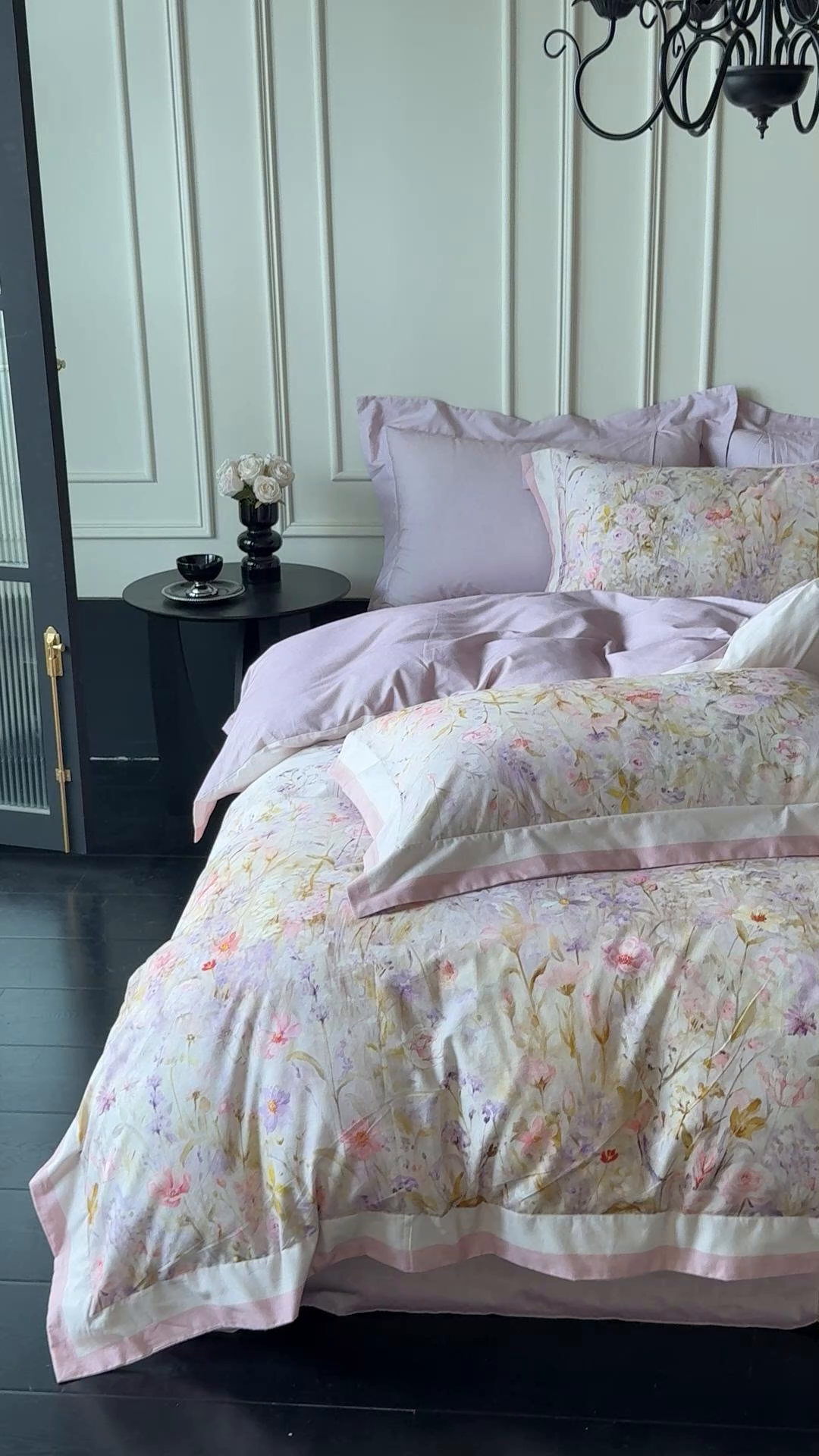 91家纺网 家纺一手货源 找家纺 朵希曼 2026新款全棉纯棉大版陶瓷磨毛四件套 兰亭幽香-粉玉