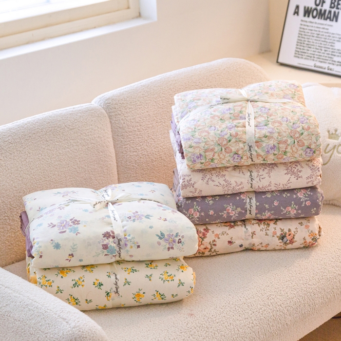 首爱家纺 2025新款小清新全棉纯棉人字纹工艺款四件套 组合图仅供展示